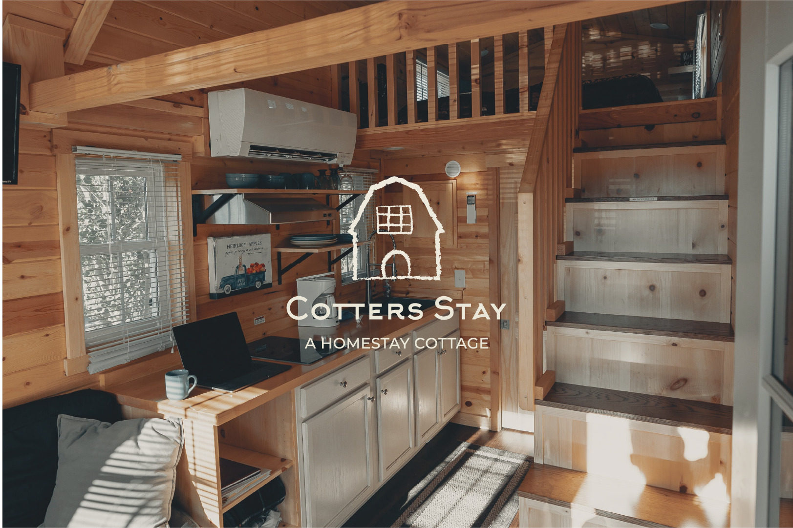 photo of the interior of a beautiful wooden house of 'Cotters Stay'