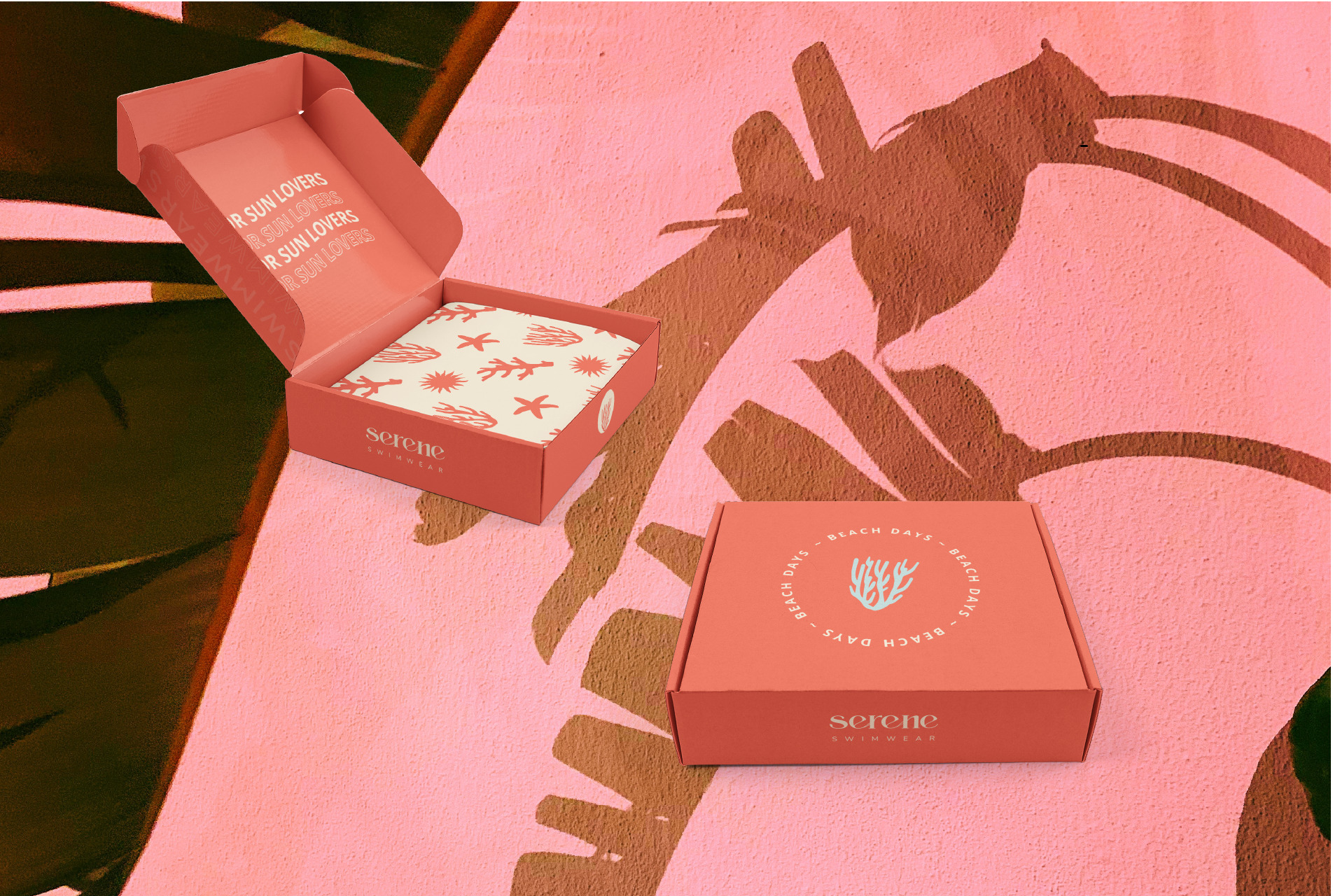 image of two pink bickini boxes with serene logo